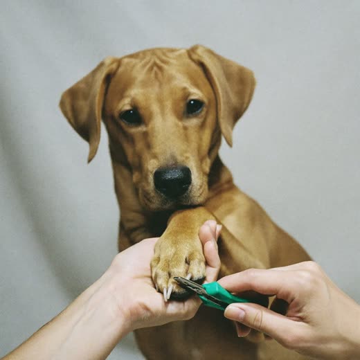 A small terrier being brushed with a slicker brush